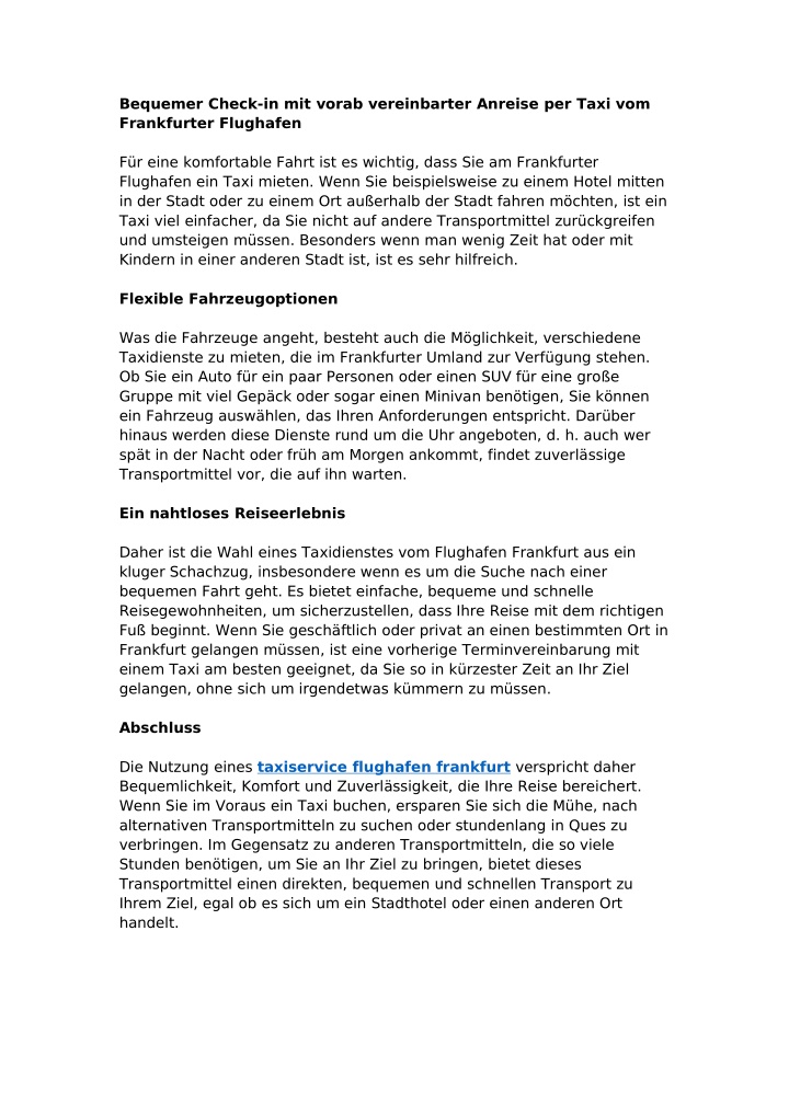 bequemer check in mit vorab vereinbarter anreise n.w