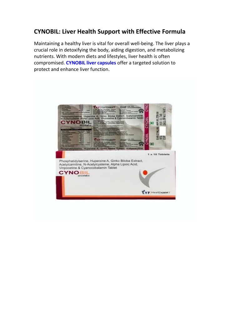 cynobil liver health support with effective n.w