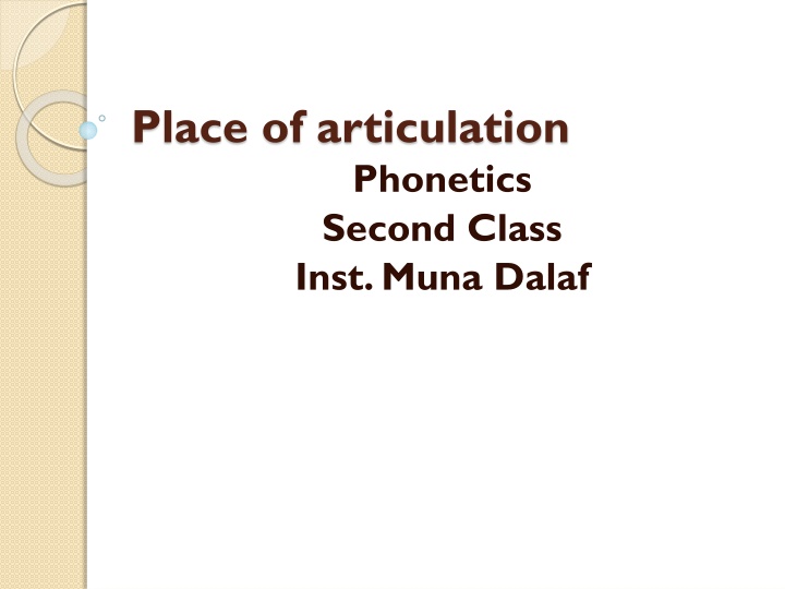Overview of Second Class Instinctive Place of Articulation in Phonetics