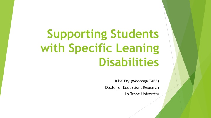 Supporting Students with Specific Learning Disabilities: Research Overview