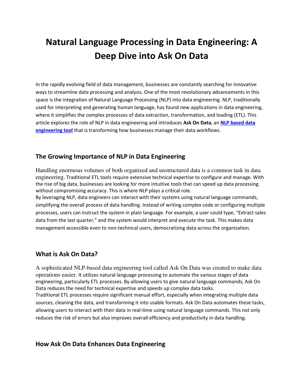 natural language processing in data engineering l.w