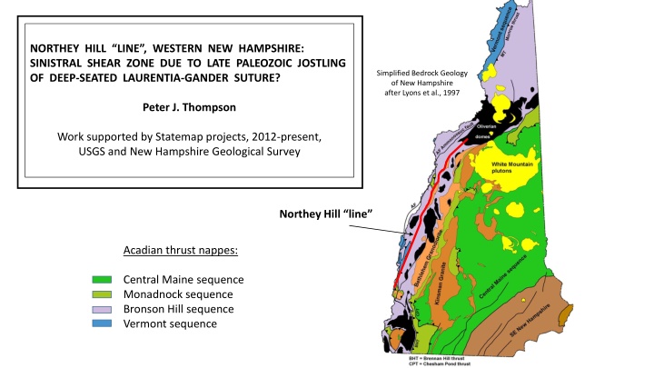 Bedrock Geology of Western New Hampshire: Northey Hill Line and Geological Features