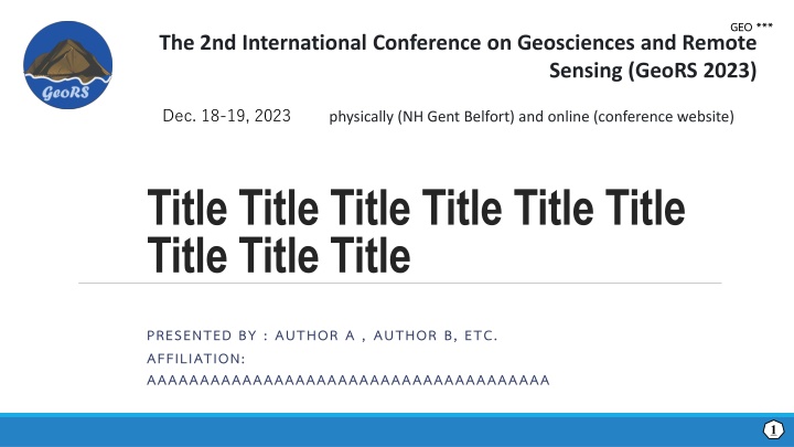 2nd International GeoRS Conference 2023 - Geosciences and Remote Sensing Explorations