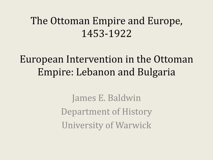 European Humanitarian Intervention in the Ottoman Empire