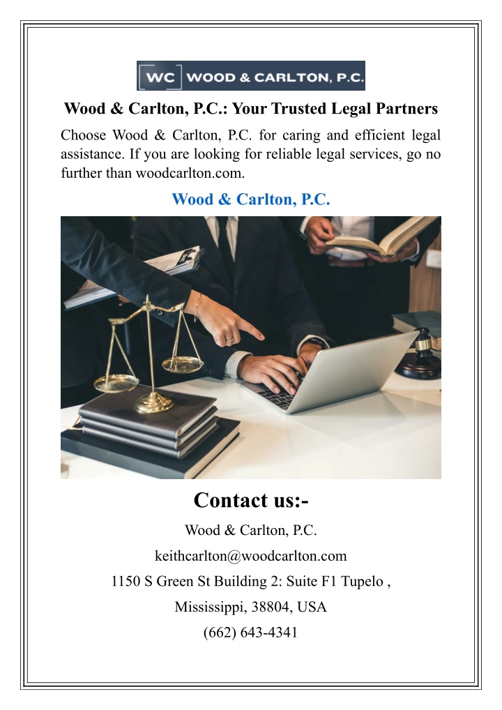 wood carlton p c your trusted legal partners n.w