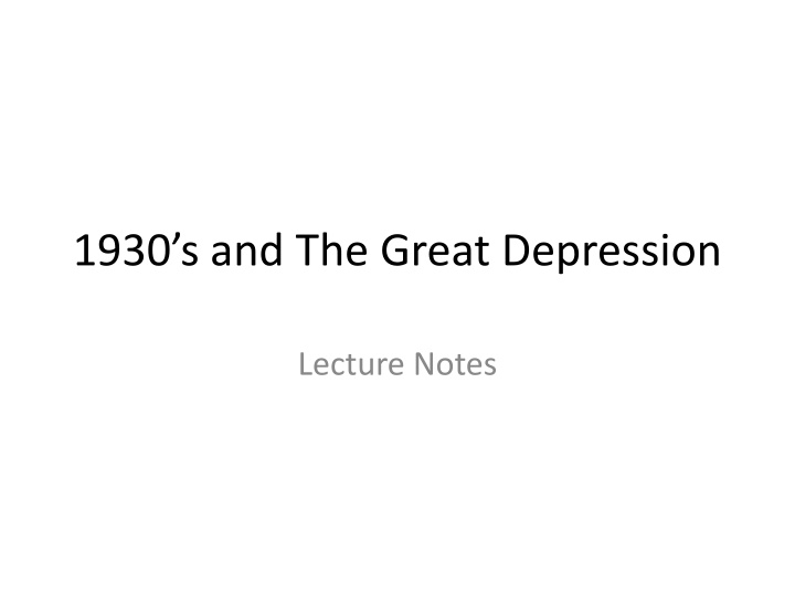 The Great Depression: Causes, Impact, and Government Response