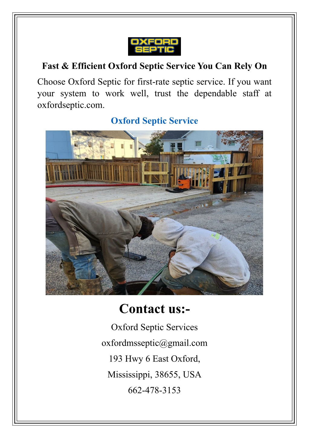 fast efficient oxford septic service you can rely l.w