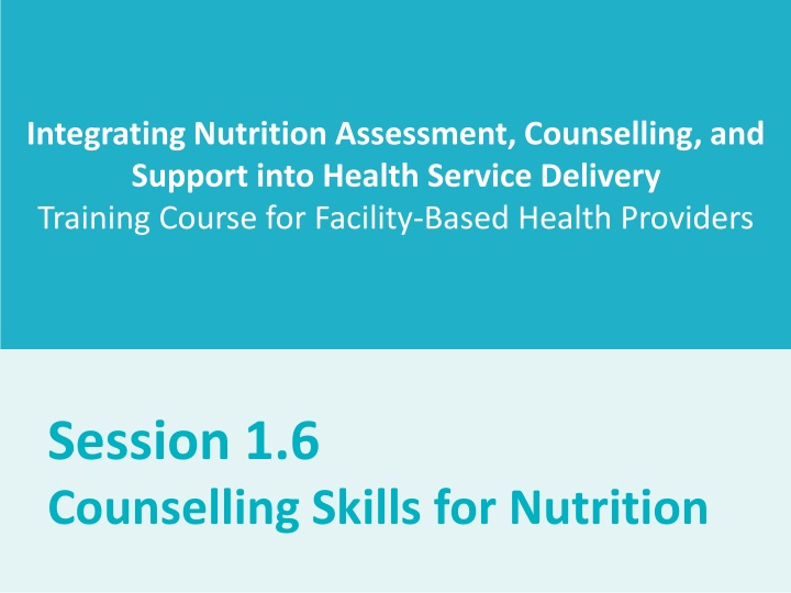 Integrating Nutrition Counselling for Health Providers
