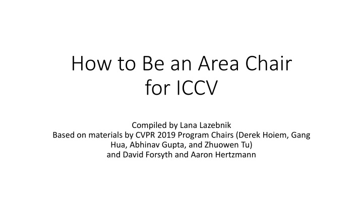 Guide on Being an Area Chair for ICCV