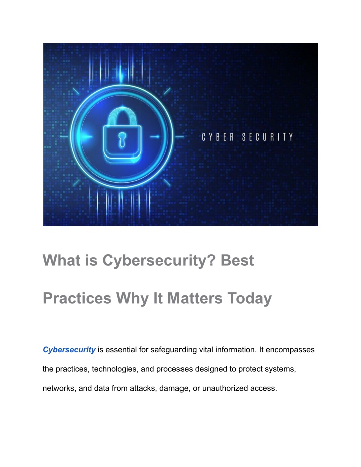 what is cybersecurity best n.w