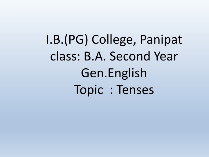 English Tenses: Present, Past, and Future