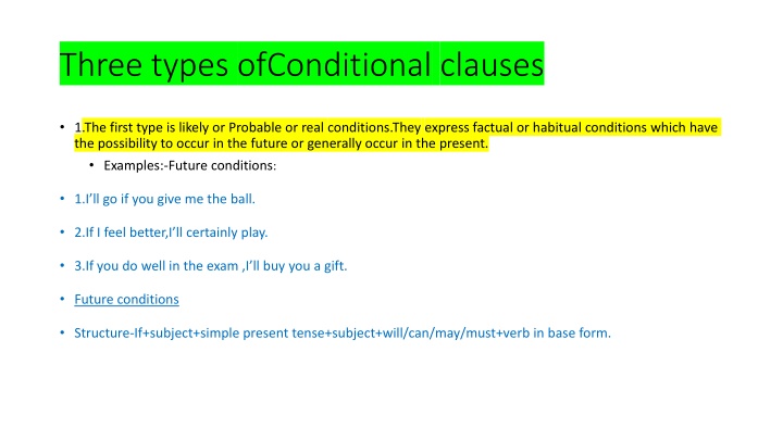 Types of Conditional Clauses and Examples