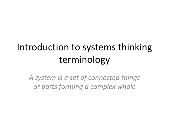 Systems Thinking: Concepts Illustrated with a Bathtub Example