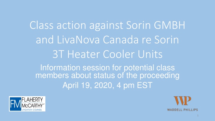 Class Action Against Sorin GmbH and LivaNova: Information Session