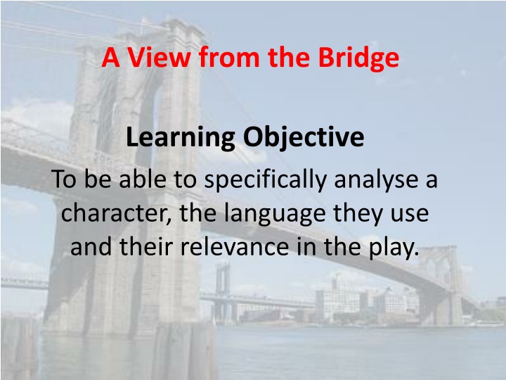 Greek Tragedy and the Role of Characters in 'A View from the Bridge'