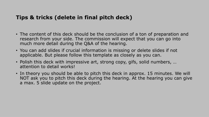 Game Development Pitch Deck