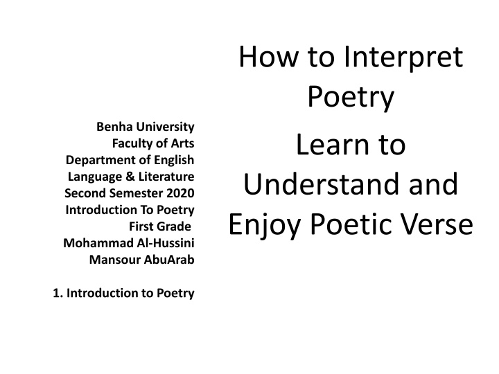 Poetry: Techniques and Examples