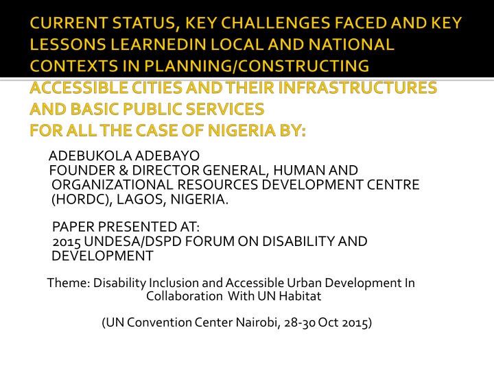 Disability Inclusion in Urban Development: Challenges and Progress in Nigeria