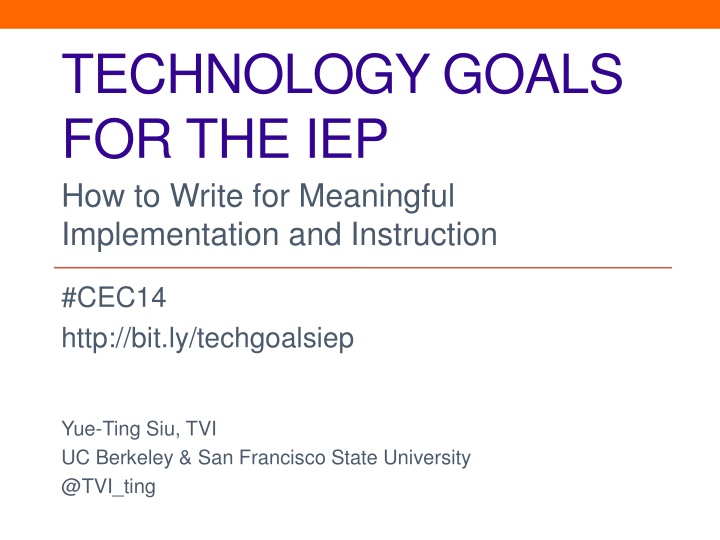 Technology Goals for IEP Implementation and Instruction