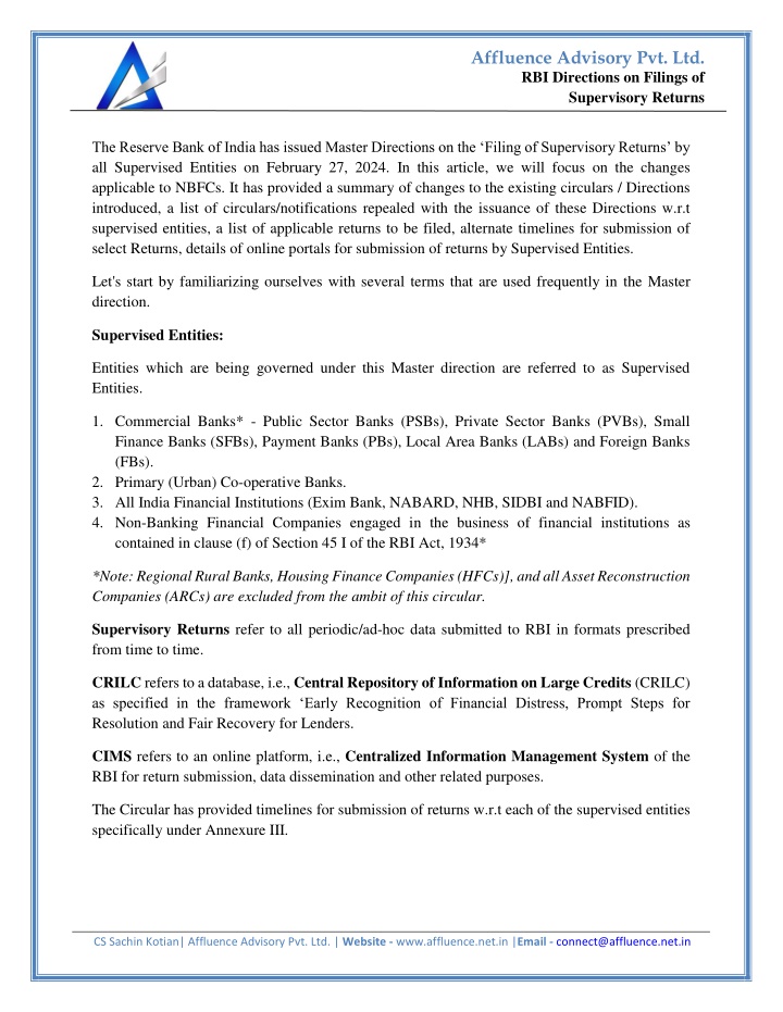 affluence advisory pvt ltd n.w
