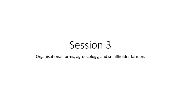 Farmer Organizations and Smallholder Farmers in Agroecology