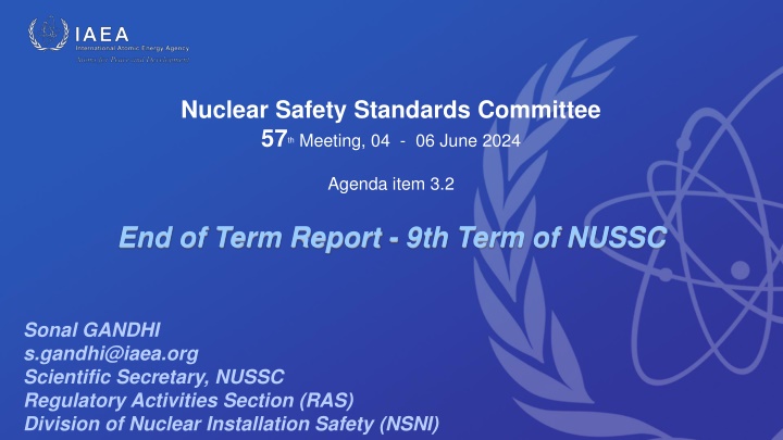 NUSSC 57th Meeting - End of Term Report & Safety Standards Update
