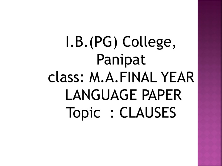 Clauses in English Language