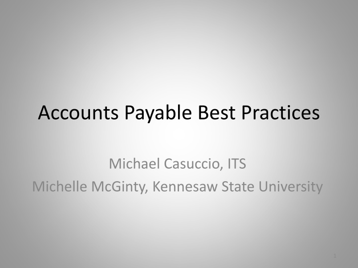 Accounts Payable Best Practices at Kennesaw State University