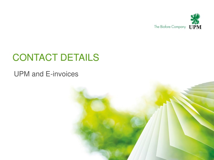 Comprehensive Contact Details and E-Invoice Information for UPM Suppliers