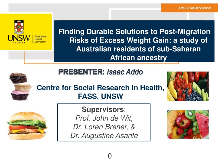 Post-Migration Risks of Excess Weight Gain in Australians of Sub-Saharan African Ancestry