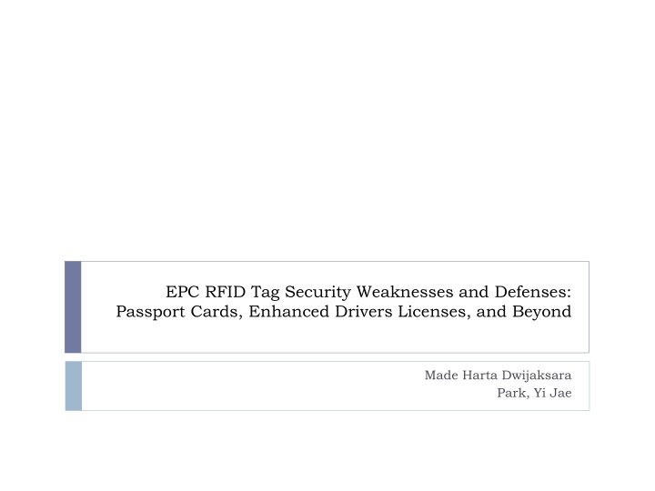 EPC RFID Tag Security Weaknesses and Defenses: Passport Cards, Enhanced Driver's Licenses, and Beyond