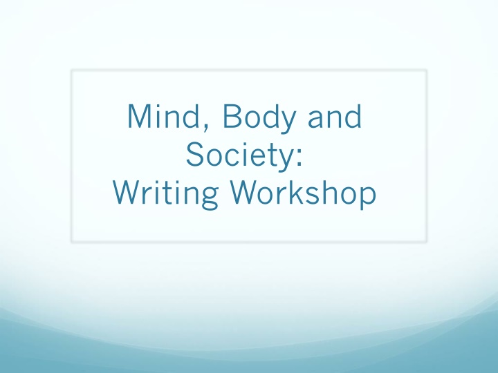 Writing Workshop: Referencing Techniques and Essay Planning
