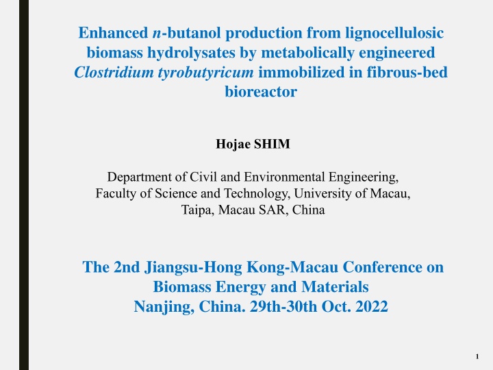 Enhanced n-Butanol Production from Lignocellulosic Biomass Hydrolysates