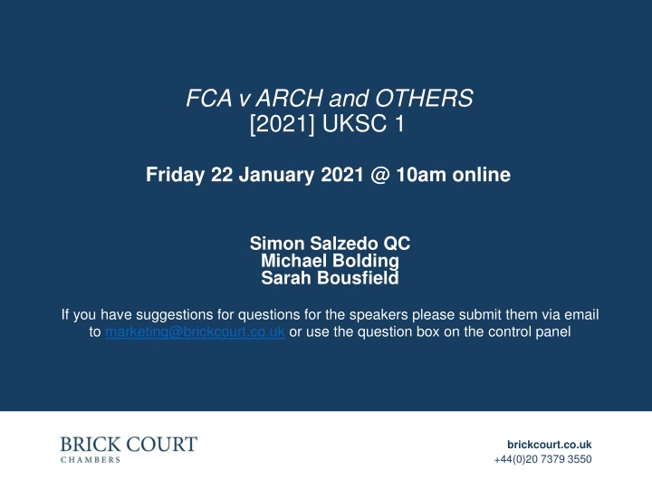 Legal Dispute Analysis: FCA v ARCH and Others [2021] UKSC 1