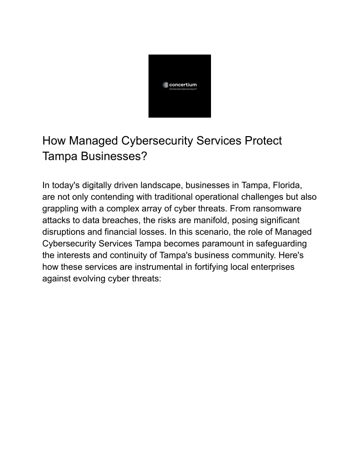 how managed cybersecurity services protect tampa n.w