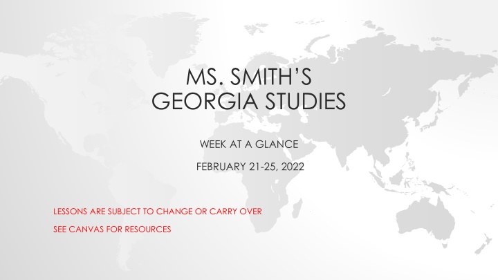 Georgia Studies Week at a Glance: February 21-25, 2022