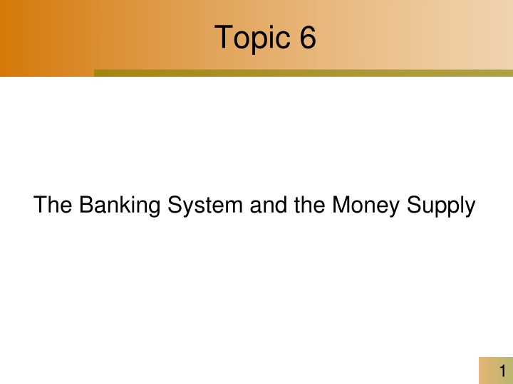 The Banking System and Money Supply