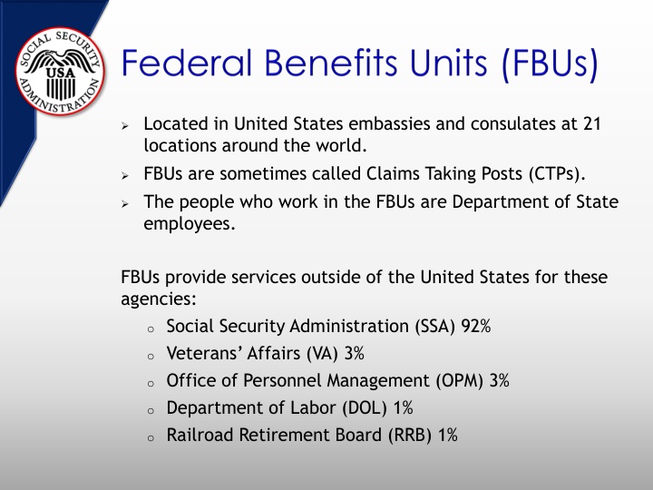 Federal Benefits Units and Non-Claims Taking Posts Overview