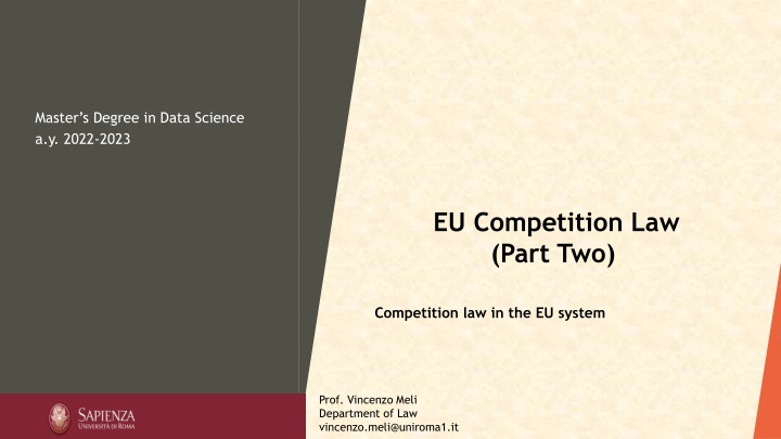 Institutional Framework and Antitrust Law in the EU