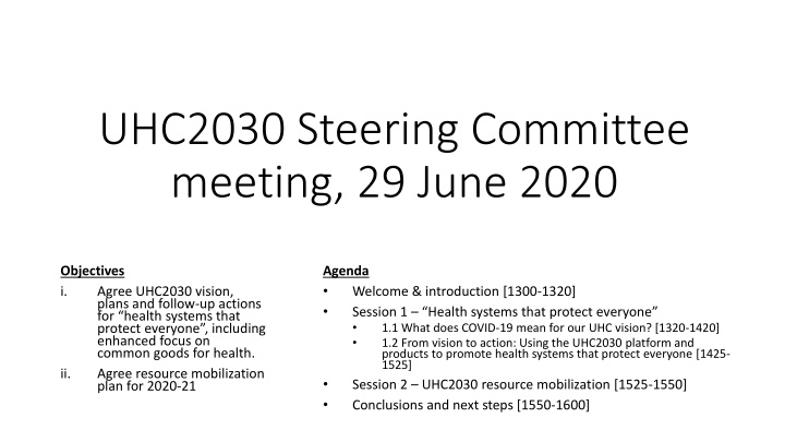 UHC2030 Steering Committee Meeting Highlights