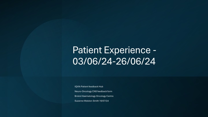 Patient Feedback Summary for Neuro-Oncology Services at Bristol Haematology Oncology Centre