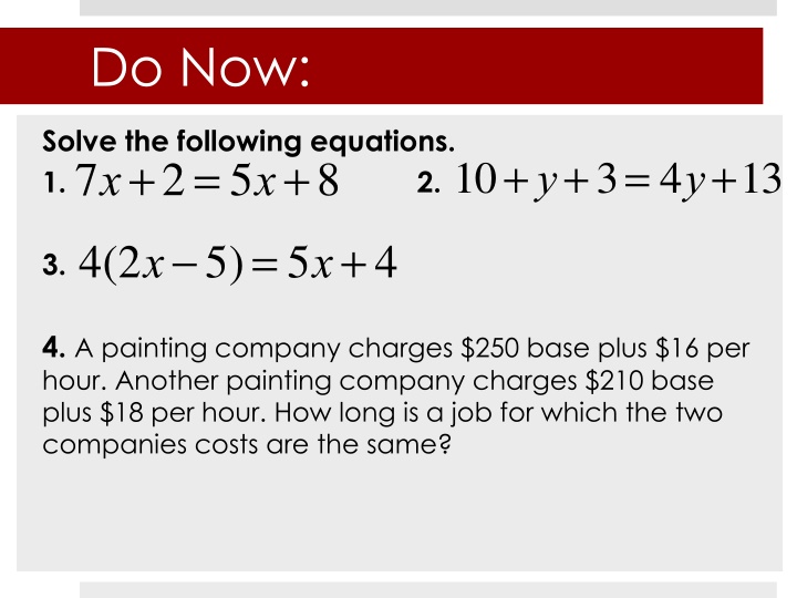 Equations and Painting Costs Analysis