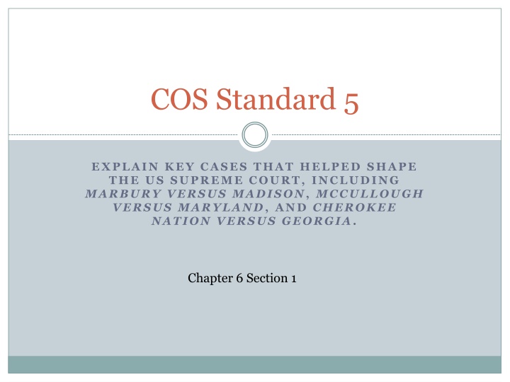 Key US Supreme Court Cases: Marbury v. Madison, McCullough v. Maryland, Cherokee Nation v. Georgia