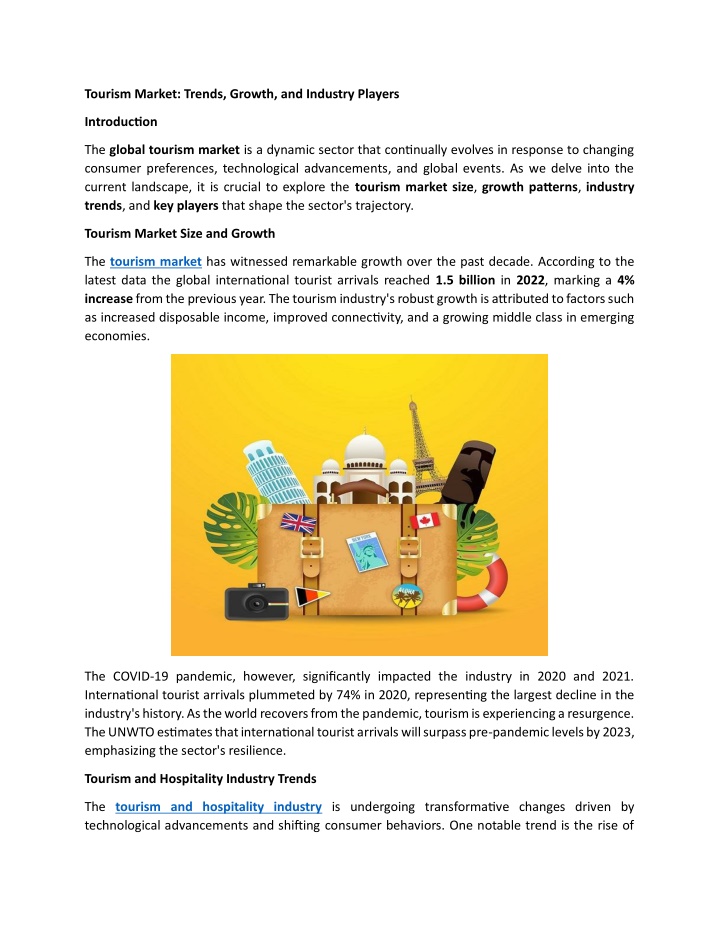 tourism market trends growth and industry players n.w