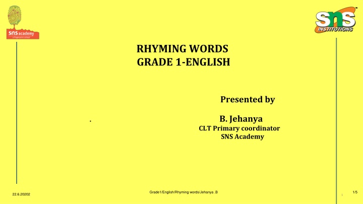 Rhyming Words in Grade 1 English