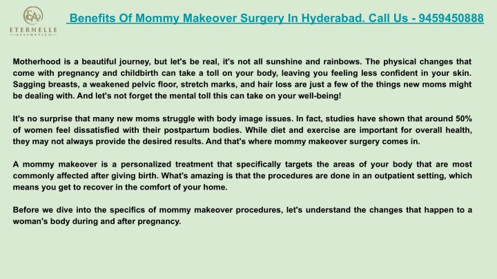 benefits of mommy makeover surgery in hyderabad n.w