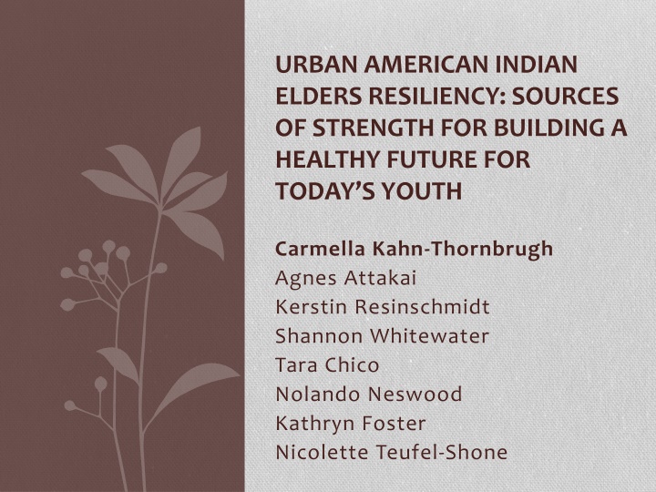 Urban American Indian Elders' Resiliency: Building a Healthy Future for Youth