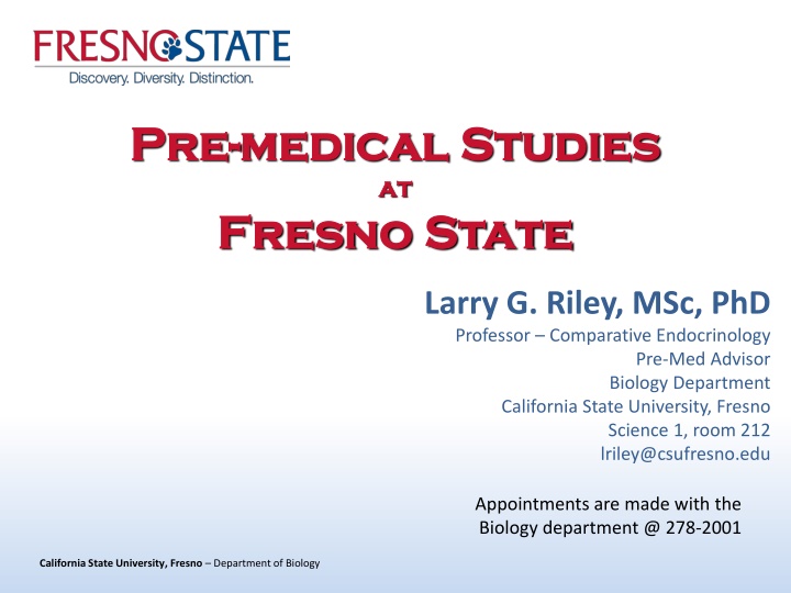 Pre-Medical Studies Guidance at California State University, Fresno