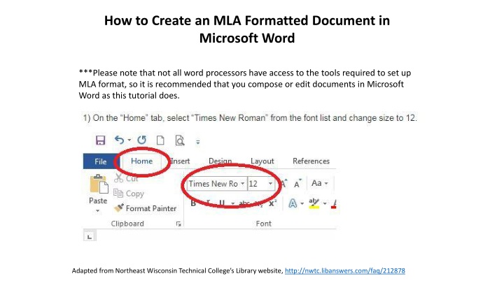 Creating MLA Formatted Documents in Microsoft Word