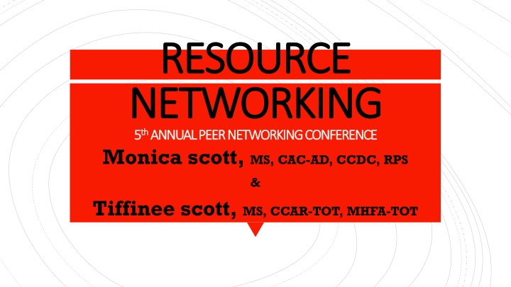 Peer Networking Conference and Recovery Resource Broker Overview